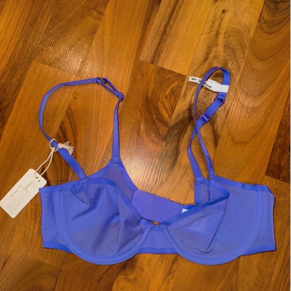 Aerie Smoothez Balconette Bra Women 34B Purple NWT Mesh Underwire Unlined